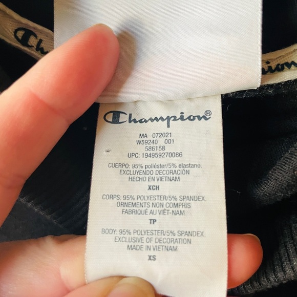 Champion women’s velour pullover hoodie sweatshirt pockets SZ XS black - Picture 7 of 10